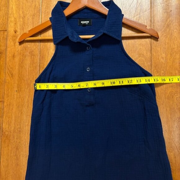Monrow Women Dress Size XS Organic Cotton Gauze Collared Minimalist Preppy Beach - Picture 10 of 10